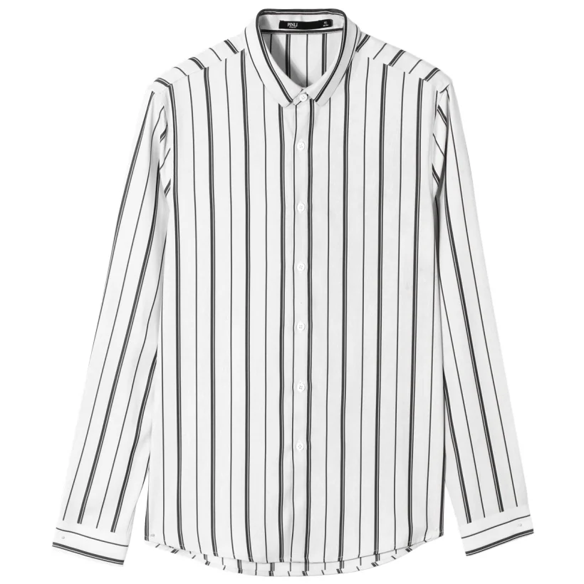 Camisas Para Hombre Camiseta Masculina Pinli осень Новая мужская рубашка в полоску с длинными рукавами в деловом стиле B193213306