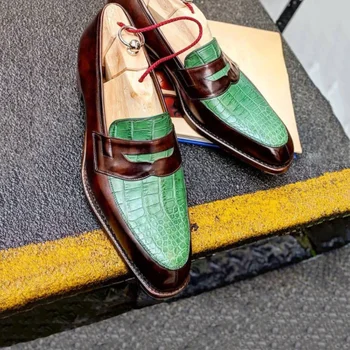 

Men PU Leather Fashion Shoes Low Heel Loafers Shoes Dress Shoes Brogue Shoes Spring Ankle Boots Vintage Classic Male CasualYK412