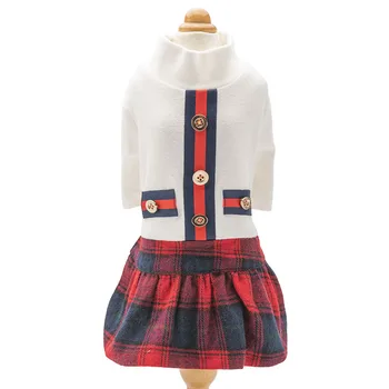 

Top Fashion Limited 100% Cotton High-end Fabric Dog Dresses College Style Tutu Dresses Pet Skirt for Dogs Princess Cat Dress