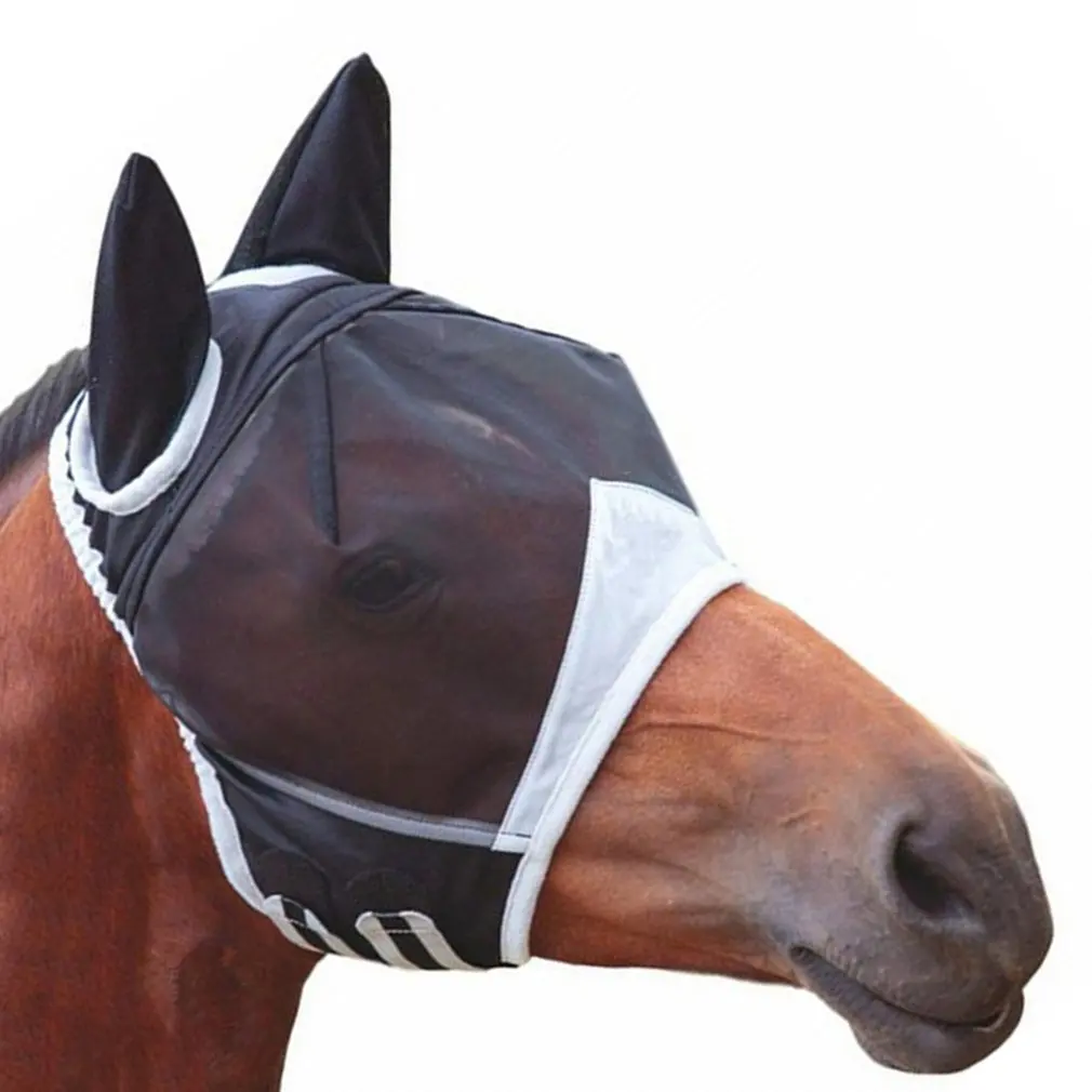Съемная Сетчатая Маска для лошади с носовой крышкой, маска для верховой мухи, полностью маска для лица, противомоскитная маска для носа, УФ