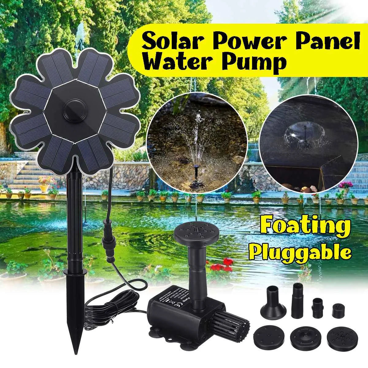 

Solar Pump Round Floating Fountain Bird Bath Garden Decoration Petal Fountain Water Pump Brushless Pump Nozzle Adapter Set