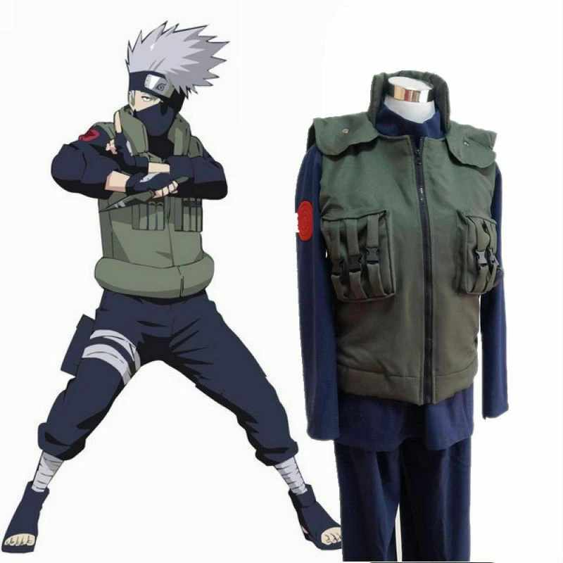 funny halloween costumes Japanese Anime Cosplay Costumes Hatake Kakashi Green Vest Waistcoat Garment Men Women Halloween Party Jacket Tops goddess costume