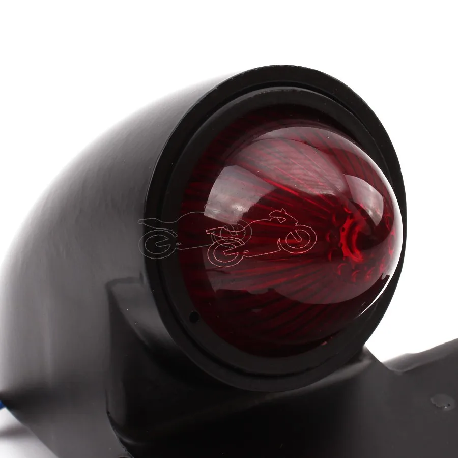 Black/Chrome Motorcycle Bullet Vintage Sparto Style Retro 12V Brake Stop Tail Light For Harley Bobber Chopper Cafe Racer Custom