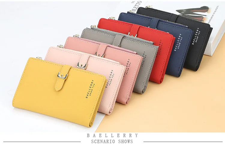 Baellerry, Женский кошелек, красный кошелек из искусственной кожи, женские кошельки средней длины, многофункциональный Женский кошелек, Дамский кошелек с карманом для монет
