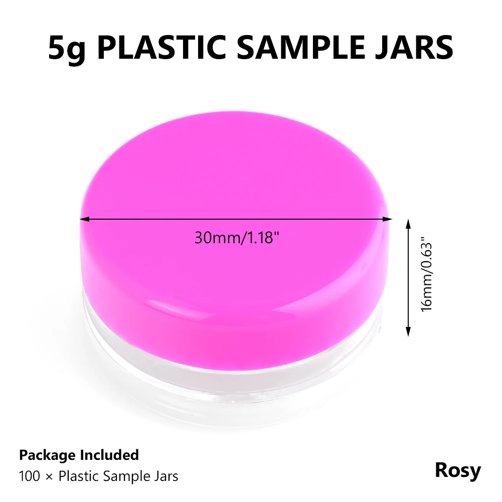 5g Rosy 100 шт./лот, 3 г, 5 г, пластиковая Косметическая пустая банка, контейнер для хранения геля для дизайна ногтей, порошка, бусина, круглые розовые инструменты для макияжа, портативные - Цвет: 5g Rosy