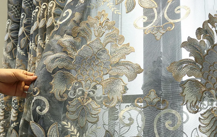 Европейская роскошная Толстая наполовину затеняющая занавеска s для гостиной спальни занавеска из тюли с вышивкой Роскошный домашний декор M127#4