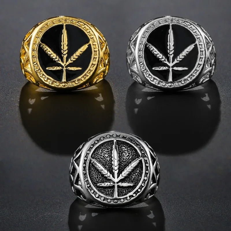 

Vintage Maple Leaf Middle East Jewelry Arabian Muslim Islam Ring Men and Women Punk Style Accessories Gift