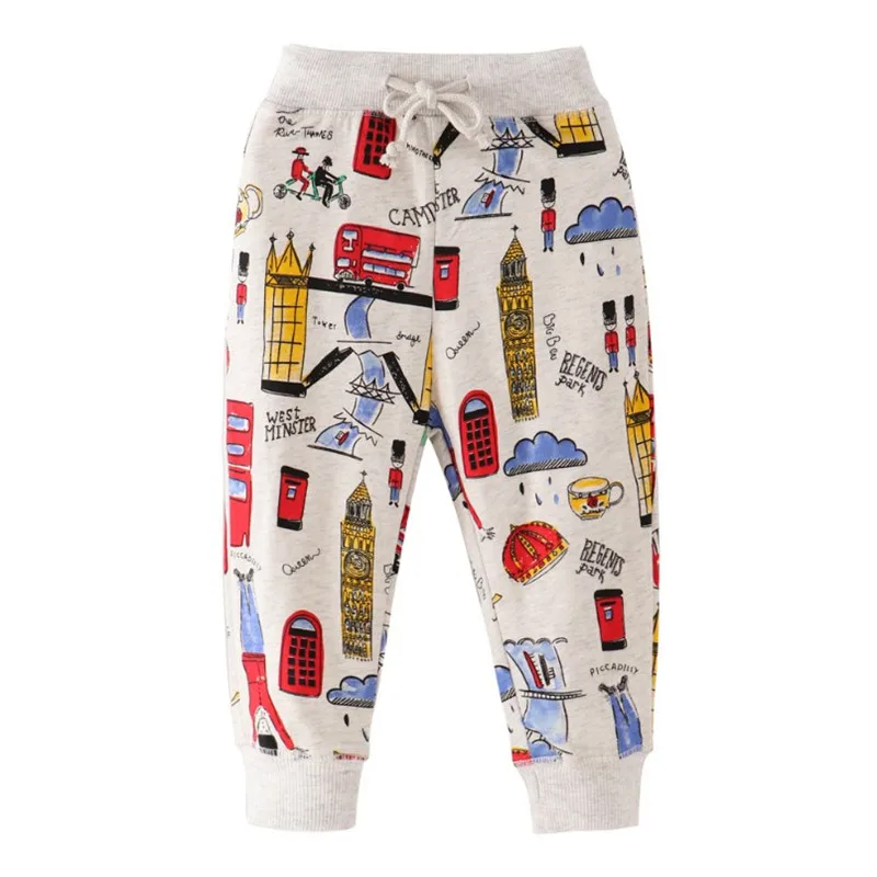 

Jumping meters Children Cartoon Castle Print Trousers For Autumn Spring Boys Girls Sweatpants New Arrival Kids Long Pants