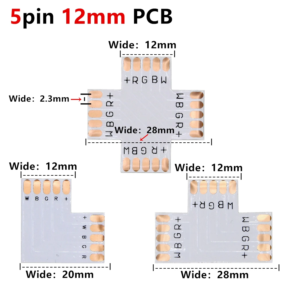 2pin/3pin/4pin/5pin угловой разъем 8 мм/10 мм/12 мм T/L/X PCB форма паяный соединитель для WS2812 WS2811 пикселей светодиодные полосы света