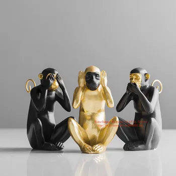 

AMERICAN CREATIVE THREE NON-MONKEY ORNAMENTS HOME ACCESSORIES LIVING ROOM CRAFTS DECORATION WINE CABINET TV CABINET NORDIC BOWS