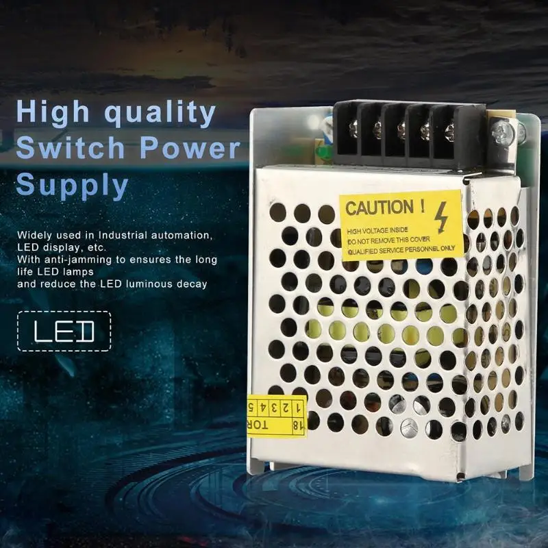 

AC 110V-220V to DC 12V Switch Power Supply Driver Adapter High Efficiency Overload Short Circuit Protection for LED Strip Light