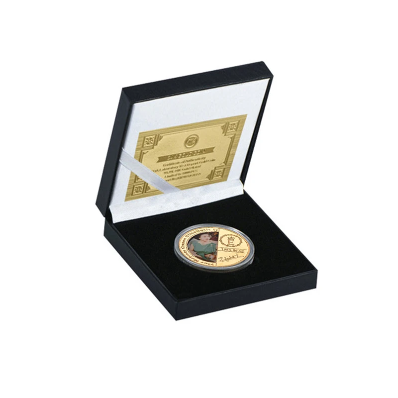 Design 2 in Box Золотая памятная монета ее величества, королевы елизаны II, Великобритании, королевская семейная сувенирная медаль, монета в коробке, чехол, подарки для нее - Цвет: Design 2 in Box