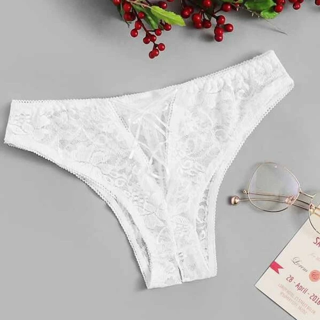 Sexy-Lingerie Womens Lady Panties Lace Crotchless Underwear Floral Briefs  Thongs