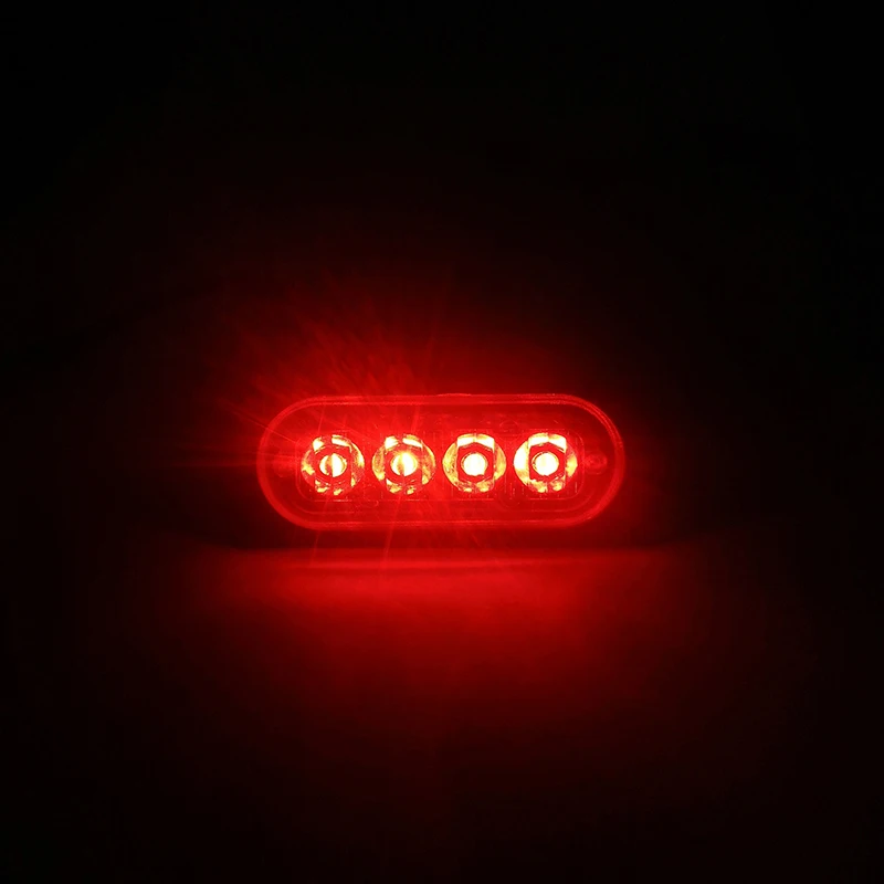 1 шт./компл. 4LED грузовик грузовых автомобилей и тела боковое предупредительное светильник ультра-тонкий мерцающий светильник сигнала поворота 4W 12V автоматическое изменение декоративный светильник - Испускаемый цвет: 1Pcs LED Red Light