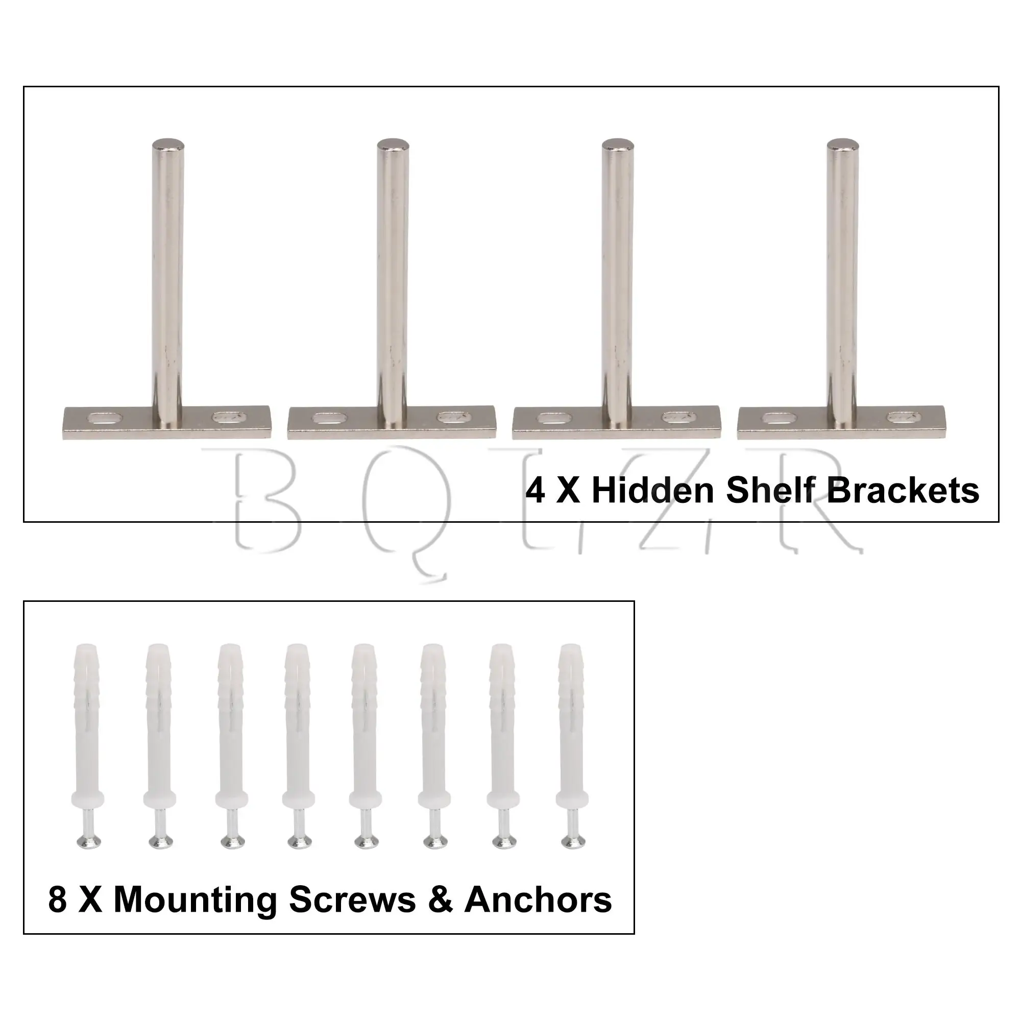 BQLZR 4" Steel Floating Shelf Brackets Wall Holder Concealed Bracket Mount Kit for DIY Home Pack of 4 | Обустройство дома