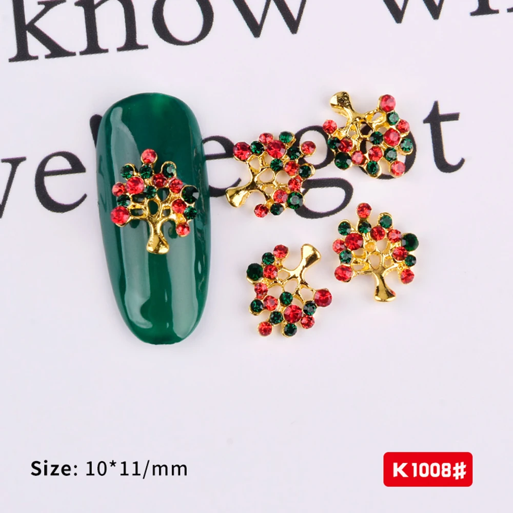 1 шт. 24 дизайна носок для рождественской елки Снежинка для ногтей украшения из сплава металла DIY 3D аксессуары из стразов ювелирные изделия инструменты - Цвет: 1008