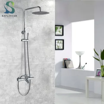 

Chrome Bathroom Shower Faucet Thermostatic Control Shower Faucet Ultra-thin Top Shower Wall-mounted Bathroom Faucet