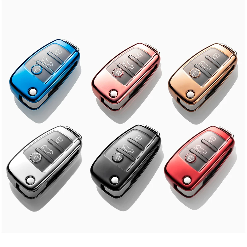 

The Car Soft TPU Auto Key Protection Cover Case For Audi C6 A7 A8 R8 A3 A4 A5 Q7 Car Keys Shell Automobile Accessories Goods