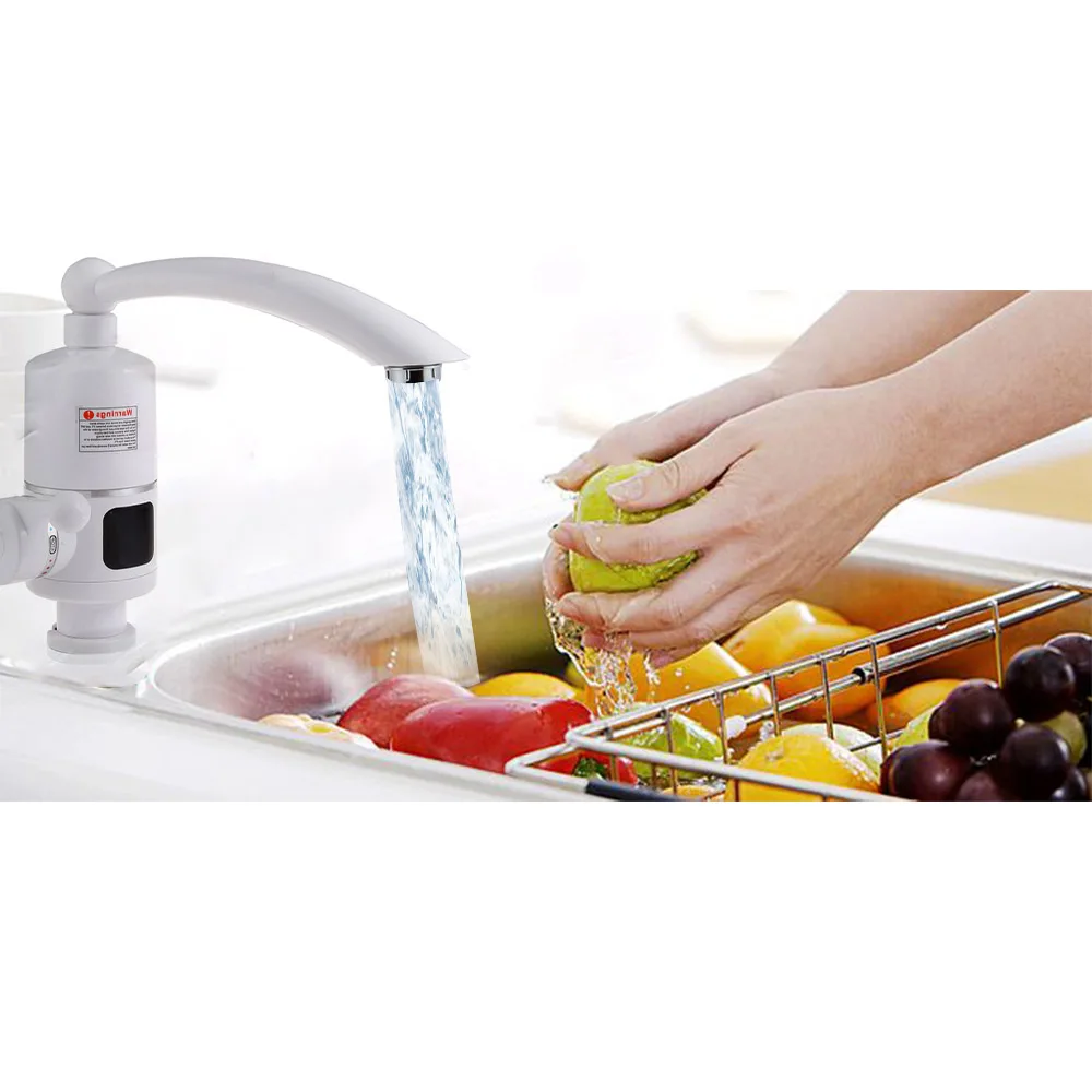 

Kitchen Water Heater Shower Faucet Instantaneous Instant Heaters Tankless Water Heating Tap EU Plug Home Kitchen Dishes Supplies