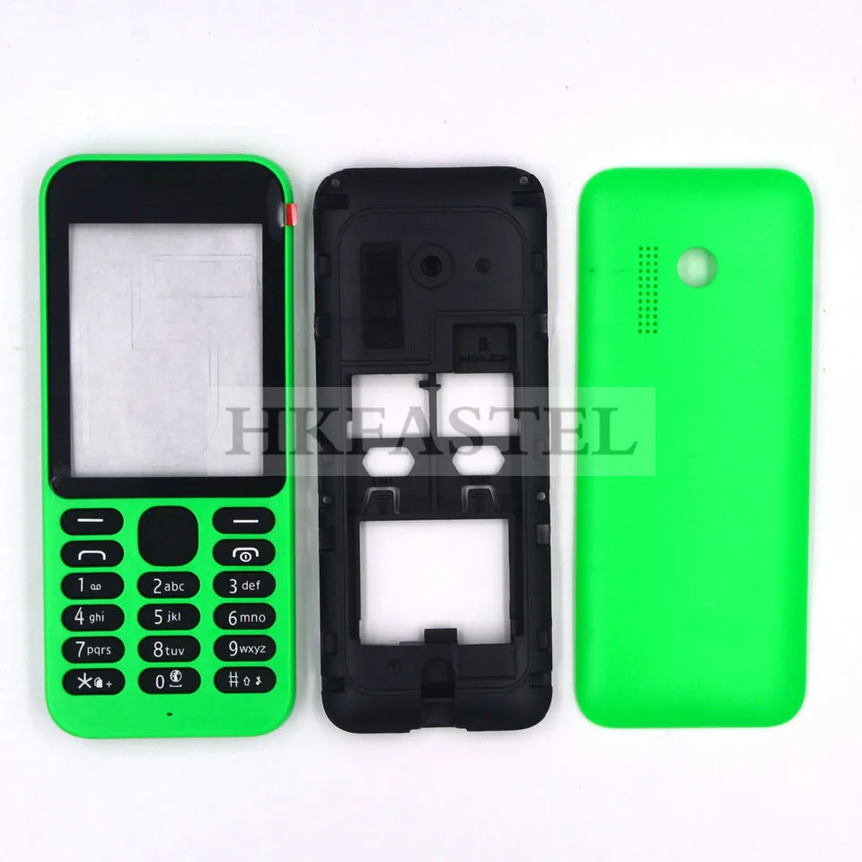 HKFASTEL высококачественный корпус клавиатуры для Nokia 215 Dual SIM Полный Мобильный телефон чехол с клавиатурой - Цвет: Green Full housing