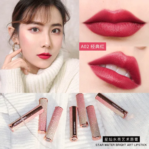02 Матовая губная помада Angel's lipstick, резная, Русалочка, женская, водонепроницаемая, бархатная губная помада, 10 цветов, сексуальная, красивая, косметическая, для макияжа - Цвет: 02