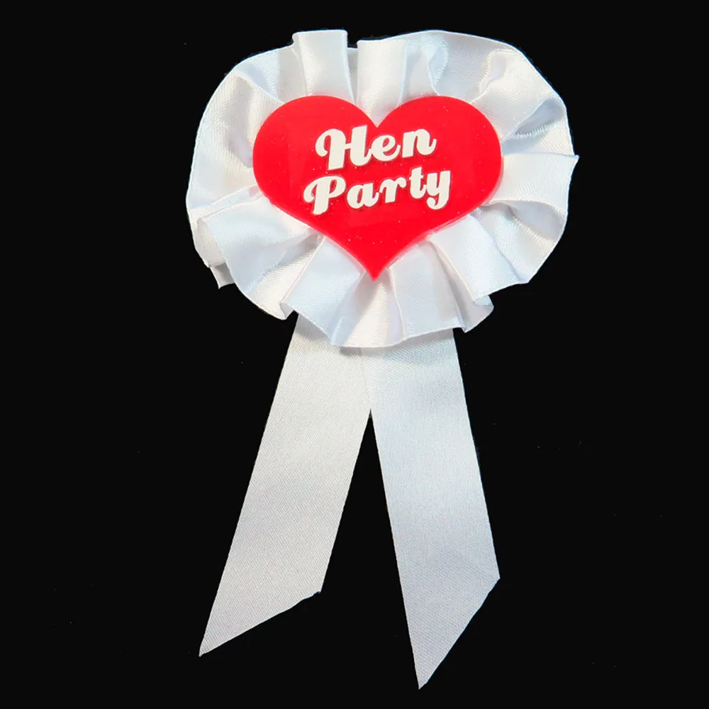 Wredglitterhenparty 10pcs wholesale Red Glitter heart button White ribbon badge Baby shower bachelorette bride to be ribbon maid of honor brooch - Цвет: Wredglitterhenparty