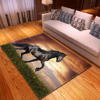 

Modern Decor Carpet Sofa Area Rug Horses Pattern Shoebox Mat Decor Bedside Kitchen Rug Children Play Carpets for Living Room