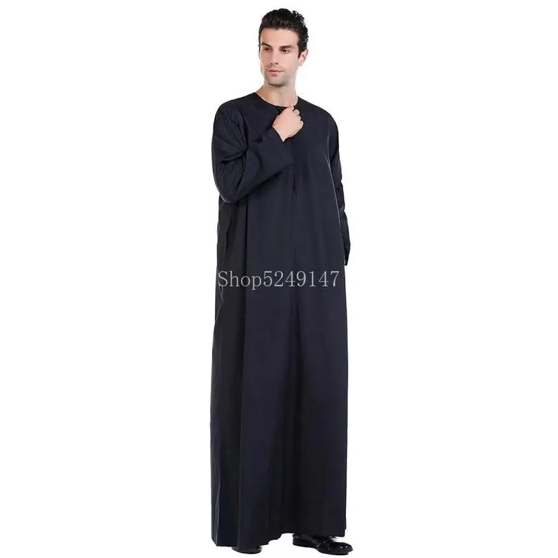 Модная мусульманская мужская одежда Арабский Дубай абаи с длинным рукавом одноцветные халаты классический кафтан для мужчин мусульманская одежда S-3XL