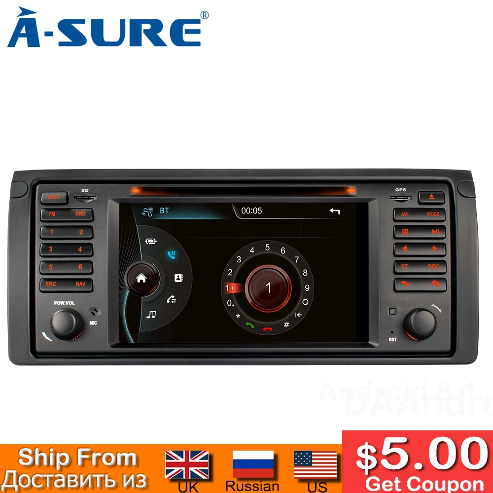 

A-Sure 7 Inch 2 Din 16G Auto Radio Car Multimedia GPS Navigation DVD Player For BMW E39 X5 E53 M5 318 320 328 BT RDS SWC DAB