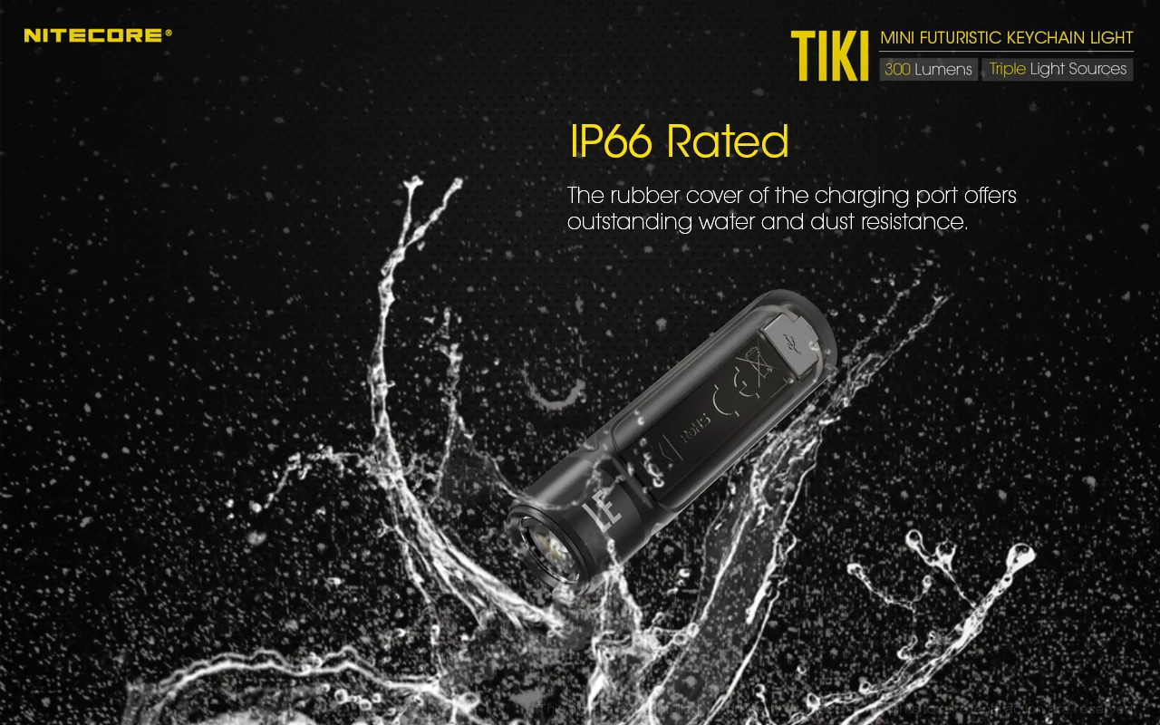100% Original NITECORE TIKI GITD TIKI LE 300 Lumens MINI futuristic keychain light USB Rechargeable mini led torch