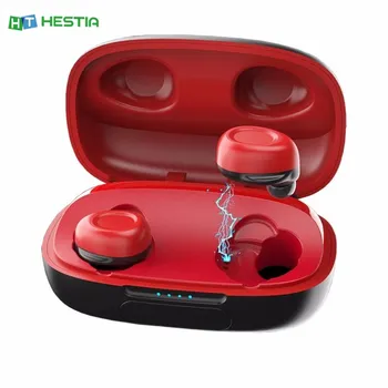 

Red Black Fashion TWS Earphone Fingerprint Touch Operation Earset In-ear Wireless Earbuds with 2500mAh Magnetic Charging Cabin