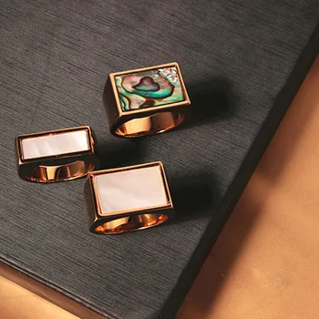 

Luxury Gold Plate Multicolor Shell S925 Finger Rings Beauty Accessories Female Ring Top Quality Fashion Jewelry Gifts