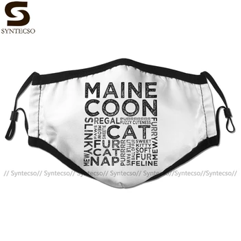 

Maine Coon Kittens Mouth Face Mask Maine Coon Cat Typography Facial Mask Cool Kawai with 2 Filters for Adult