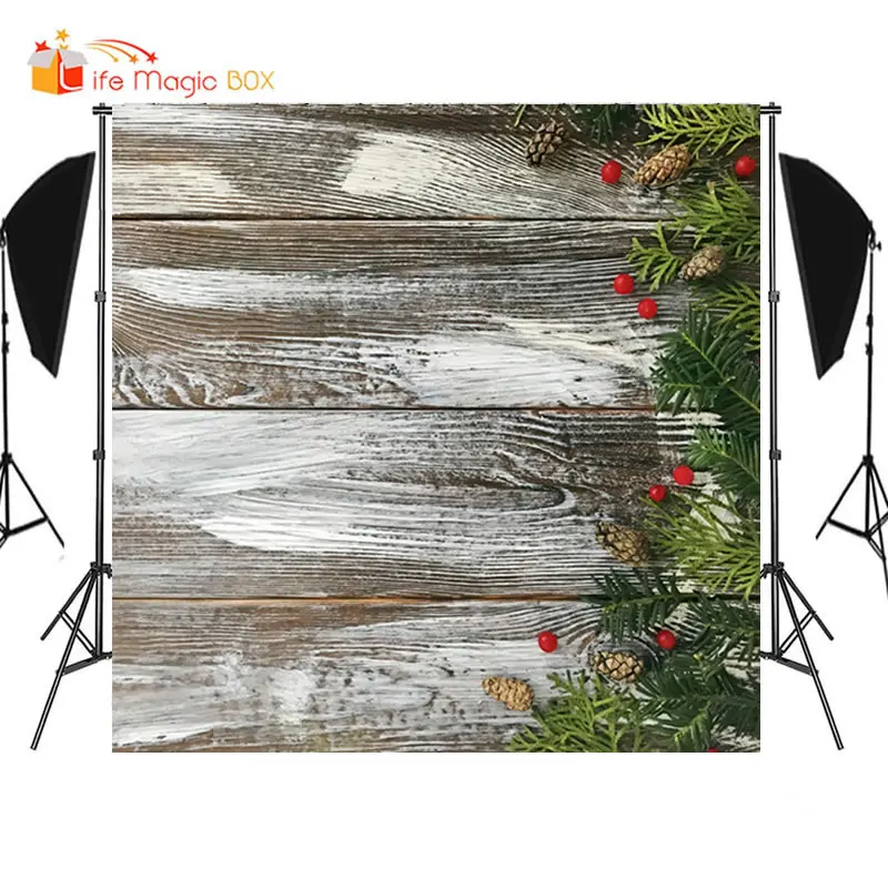 

LIFE MAGIC BOX Backgrounds for Photo Wood Board Floor Texture Snow Boarding Christmas Family Photography Backdrop