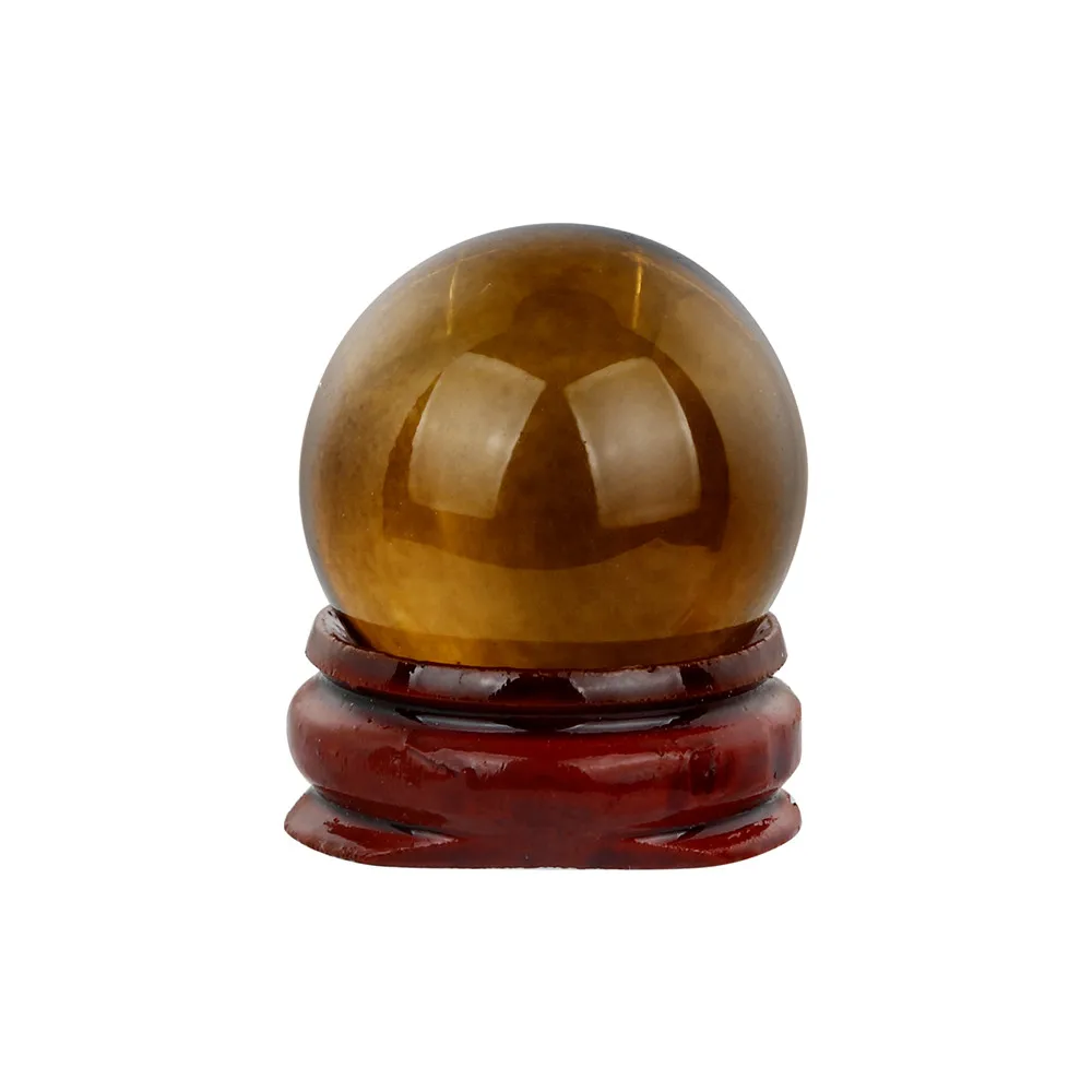 30 мм Хрустальный шар стеклянный деревянный Базовый шар магический шар фэн-шуй пресс-папье домашний декор Настольный орнамент 10 цветов - Цвет: Оранжевый