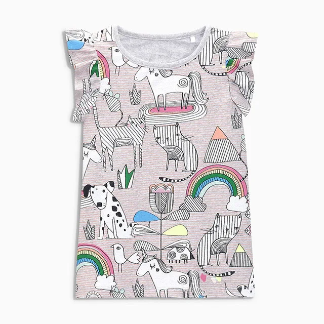 VIDMID/Яркие футболки для девочек; детская хлопковая одежда с цветочным рисунком; футболки для детей; топы для малышей; футболки для девочек; Летние футболки с рисунком кролика - Цвет: as photo