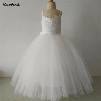 

Newest Flower Girl Dresses with Bow Fashion Spaghetti Straps Party Pageant First Communion Dress Little Girls Kids/Child Dress