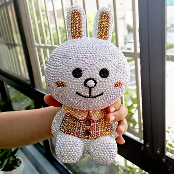 

manual diy piggy bank deposit box Stick a drill kids coin cash bank creative rabbit bear cartoon doll gift Set auger decoration