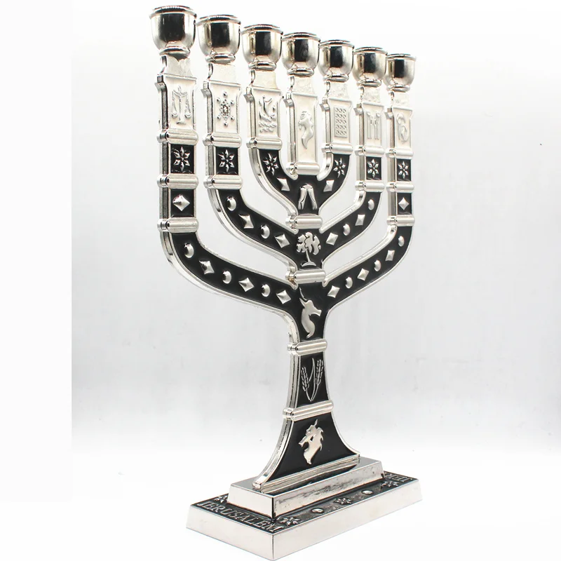 7 разветвленных Menorah канделябр Jerusalem 12 племен подсвечник