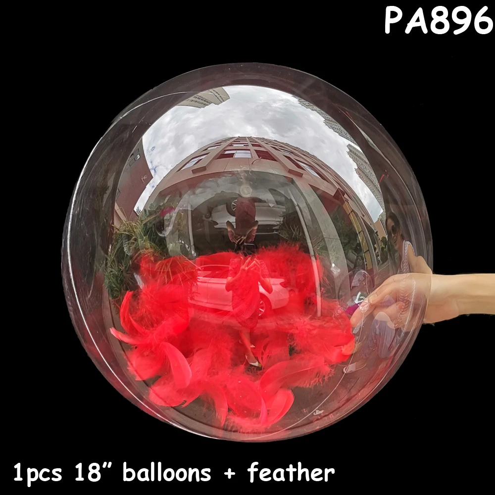 PA896 ballon feather Круглые надувные шары Прозрачные Свадебные перья на день рождения баллуоны вечерние украшения DIY подарки супер прозрачный гелий Bobo Globos - Цвет: PA896 ballon feather