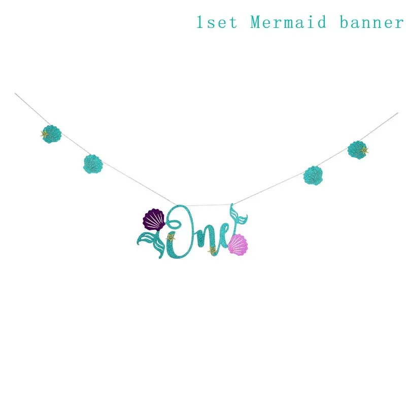 JOY-ENLIFE русалка украшения для тематических вечеринок плакат с русалкой шляпы латексные шары детский душ под водой день рождения - Цвет: 1set banner
