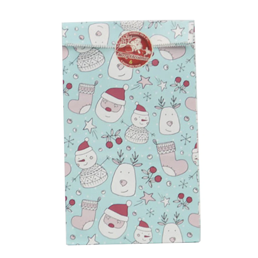24 Pcs Christmas Candy Packaging Jewelry Food Bread Bags Kraft Paper Gift Bags