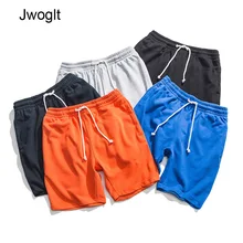 Летние новые хлопковые мужские свободные повседневные шорты с завязками на талии, черные, серые, синие шаровары, короткие джоггеры, Прямая