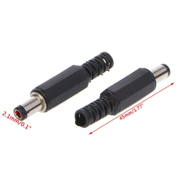 

5/10pcs/pack Black DC Power Plug 5.5 X 2.1 Mm For Welding Line Black DC Power Male Plug Jack Adapter