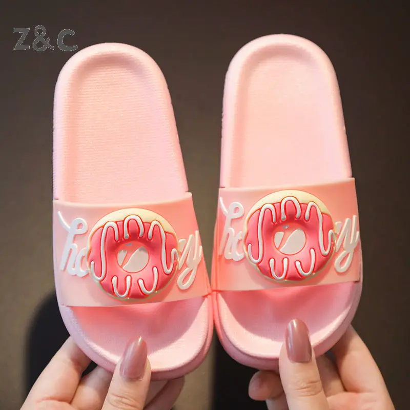 

Summer Children's Cool Slippers Girls Cartoon Cute Doughnut 1-3 Years old Family Baby's Beach Sandals Funny Fashion Kid's Shoe