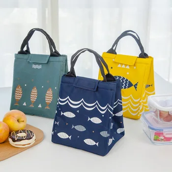 

Litthing Cartoon Yellow Fish Tote Lunch Bag Waterproof Oxford Large Capacity Thermal Portable Food Picnic LunchBag