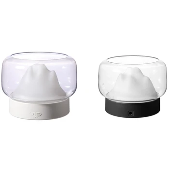 

2Pcs Aroma Diffuser 400Ml Mountain View Essential Oil Aromatherapy Diffuser with Led Lamp Au Plug - White & Black