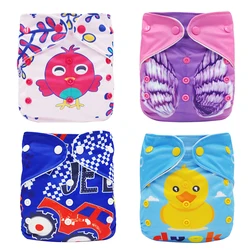 Baby Show – couches pour bébé de 0 à 3 ans, lavables, écologiques, réutilisables, simples boutonnage, réglables, imprimés, imperméables, 4 pièces 