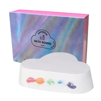 

180g Rainbow Cloud Bath Bombs Dry Skin Moisturizing SPA Body Essential Oil Bubble Bath Salts Balls Exfoliating Gift With Box
