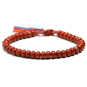 

Natural Red Jasperr 6*4mm Beads Simple Bracelet Women Men Charm Tibetan Buddhist Handmade Lucky Knots Tassel Bangle